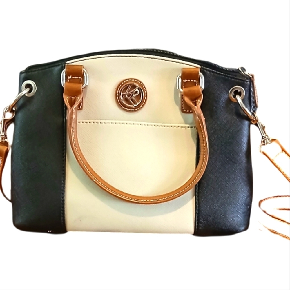 KR Womens Elegant Black and Cream Handbag NEW Without Tags
